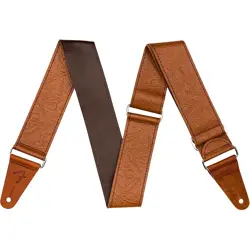 FENDER TOOLED LEATHER GUITAR STRAP BROWN 2 IN.