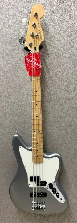 FENDER PLAYER SERIES JAGUAR BASS GUITAR , MAPLE FINGERBOARD, SILVER - MIM 
