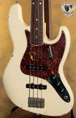 2023 FENDER AMERICAN VINTAGE II 1966 JAZZ BASS OLYMPIC WHITE UNDERWOOD AGED