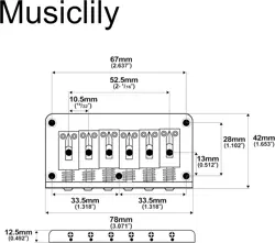 FIXED HARDTAIL BRIDGE FOR 6 STRING FENDER STRAT TELE ELECTRIC GUITAR BLACK