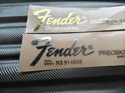 2 FENDER PRECISION BASS GUITAR HEADSTOCK SELF-ADHESIVE METAL STICKER SILVER+GOLD