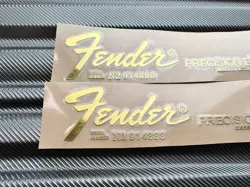 2PCS FENDER PRECISION BASS GUITAR HEADSTOCK SELF-ADHESIVE METAL STICKER GOLDEN