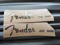 2 BOLD FENDER JAZZ BASS GUITAR HEADSTOCK SELF-ADHESIVE METAL STICKER GOLD+SILVER