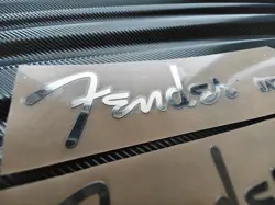 2PCS BOLD FENDER JAZZ BASS GUITAR HEADSTOCK SELF-ADHESIVE METAL STICKER SILVER