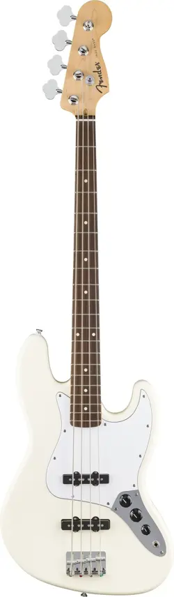 NEW! FENDER STANDARD JAZZ BASS, LAUREL FB, WHITE PICKGUARD, OLYMPIC WHITE
