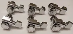 FENDER F LOGO LOCKING TUNERS STRATOCASTER DELUXE STRAT TELE STAGGERED CHROME