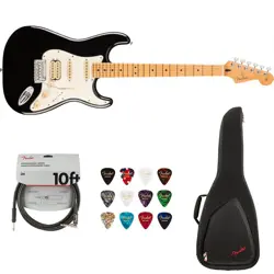 FENDER PLAYER II STRATOCASTER HSS, BLACK BUNDLE WITH GIG BAG, PICKS & CABLE