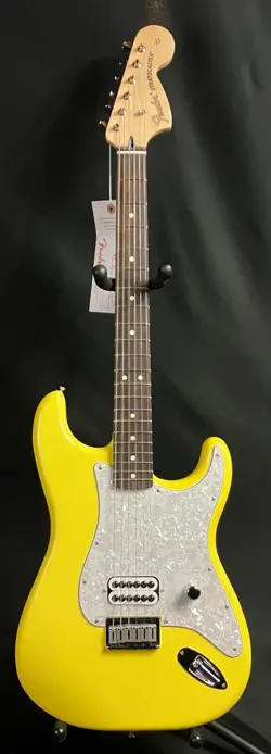FENDER TOM DELONGE STRATOCASTER ELECTRIC GUITAR GRAFFITI YELLOW W/ GIG BAG
