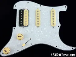 *NEW HSS ALNICO 5 LOADED PICKGUARD FOR FENDER *HSS* STRAT WHITE PEARLOID 11 HOLE
