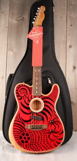 FENDER ACOUSTASONIC PLAYER TELECASTER  CUSTOM ART GUITAR - TIGER LILY