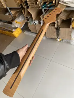 ELECTRIC GUITAR NECK 22FRETS ROASTED FLAME MAPLE FENDER ST REVERSE HEADSTOCK