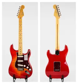 FENDER 2024 COLLECTION MIJ HYBRID II STRATOCASTER FLAME SUNSET ORANGE TRANS