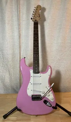 2013 SQUIER BY FENDER BULLET STRATOCASTER W/TREMOLO PINK WITH ROSEWOOD FRETBOARD