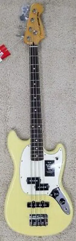 FENDER PLAYER II MUSTANG BASS GUITAR, ROSEWOOD FINGERBOARD, HIALEAH YELLOW - MIM