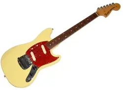 USED FENDER JAPAN MG69 MIJ MUSTANG WHITE/YELLOW 3.3KG MADE IN JAPAN W/GB