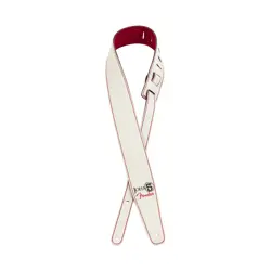 NEW FENDER JOHN 5 LEATHER STRAP - WHITE/RED