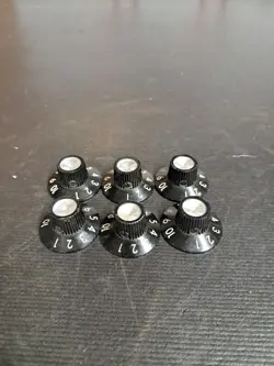 VINTAGE FENDER KNOBS (6) - SET SCREW - AMP AMPLIFIER BLACKFACE (H)