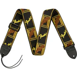 FENDER MONOGRAMMED STRAP, BLACK/YELLOW/BROWN, 2