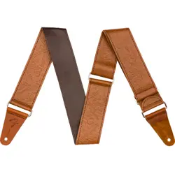FENDER TOOLED LEATHER GUITAR STRAP, BROWN, 2