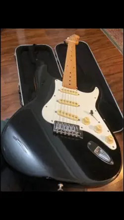 BLACK FENDER STRAT ELECTRIC GUITAR MAPLE NECK VINTAGE (WATCH VIDEO!)