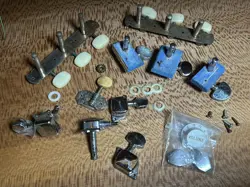 VINTAGE LOT OF GUITAR PARTS, TUNERS, 3 FENDER PARTS