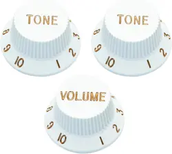 SPEED CONTROL KNOBS SET FOR FENDER STRAT ELECTRIC GUITAR - 1 VOLUME 2 TONE WHITE
