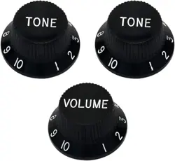 SPEED CONTROL KNOBS FOR FENDER STRAT ELECTRIC GUITAR - 1 VOLUME 2 TONE - BLACK