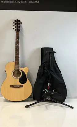 FENDER FA-135CE ACOUSTIC ELECTRIC GUITAR WITH CASE & STAND