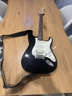 FENDER SQUIER BULLET STRAT BLACK AND WHITE ELECTRIC GUITAR