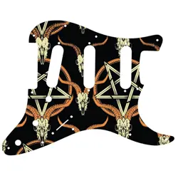 CUSTOM PICKGUARD FOR FENDER STRATOCASTER MIM & USA GOAT SKULL & PENTAGRAM