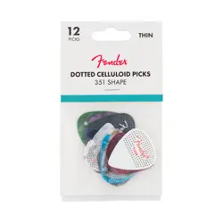 NEW FENDER 351 DOTTED CELLULOID PICKS - MEDIUM - PACK OF 12
