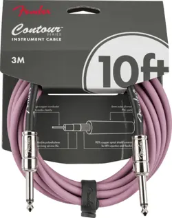 FENDER CONTOUR SERIES GUITAR/INSTRUMENT CABLE, STRAIGHT, 10' FT, BURGUNDY MIST
