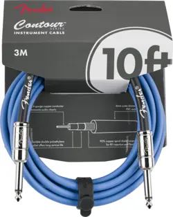 FENDER CONTOUR SERIES INSTRUMENT CABLE, STRAIGHT, 10' FT, LAKE PLACID BLUE