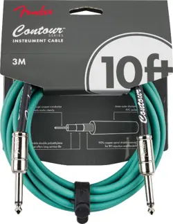 FENDER CONTOUR SERIES GUITAR/INSTRUMENT CABLE, STRAIGHT, 10' FT, SHERWOOD GREEN