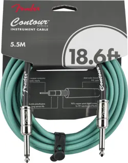 FENDER CONTOUR SERIES INSTRUMENT CABLE, STRAIGHT, 18.6' FT, SHERWOOD GREEN