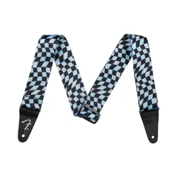 NEW FENDER WAVY CHECKERBOARD POLYESTER STRAP - BLUE