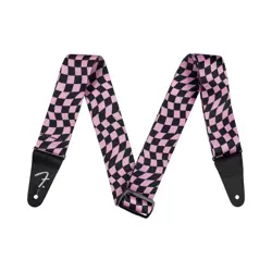 NEW FENDER WAVY CHECKERBOARD POLYESTER STRAP - PINK