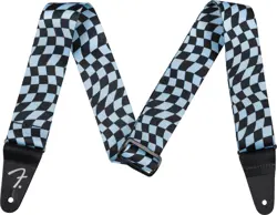 GENUINE FENDER WAVY CHECKERBOARD POLYESTER GUITAR STRAP, BLUE