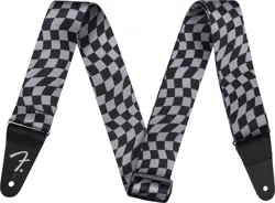 GENUINE FENDER WAVY CHECKERBOARD POLYESTER GUITAR STRAP, GRAY
