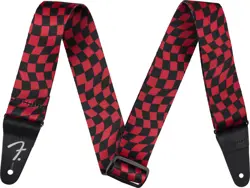 GENUINE FENDER WAVY CHECKERBOARD POLYESTER GUITAR STRAP, RED