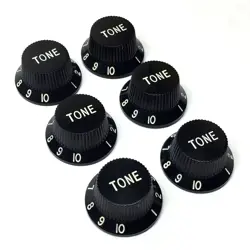 (6 PACK) BLACK 1-10 TONE KNOBS FOR FENDER STRATOCASTER/STRAT® PK-ST-TB
