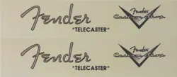 2 (TWO) FENDER TELECASTER SPAGHETTI - CUSTOM SHOP HEADSTOCK WATERSLIDE DECALS