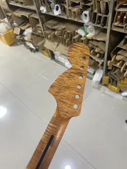 LARGE HEADSTOCK ELECTRIC GUITAR NECK 22 FRETS ROASTED FLAME MAPLE FENDER STRAT