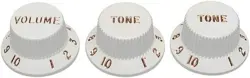 FENDER STRATOCASTER KNOBS SET 1 VOLUME 2 TONE WHITE GUITAR ACCESSORIES