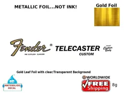 FENDER TELECASTER CUSTOM GUITAR DECAL FOIL WATERSLIDE LOGO HEADSTOCK 8G