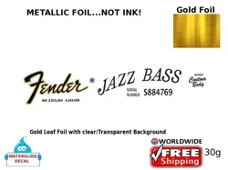 FENDER JAZZ BASS GUITAR DECAL FOIL WATERSLIDE RESTORATION HEADSTOCK 30G