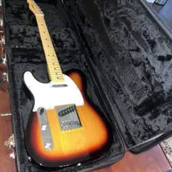 FENDER  TELECASTER SUNBURST ELECTRIC GUITAR LEFT HANDED & CASE  NEAR MINT