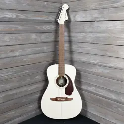 FENDER MALIBU PLAYER ACOUSTIC GUITAR OLYMPIC WHITE AS IS TOP CRACK