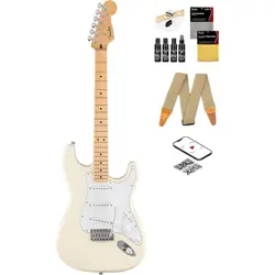 FENDER STANDARD STRATOCASTER - OLYMPIC WHITE BUNDLE WITH STRAP