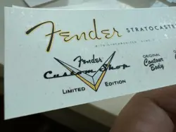 2PCS FENDER STRAT CUSTOM SHOP LIMITED EDITION GUITAR HEADSTOCK WATERSLIDE DECALS